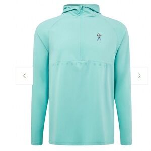 Eastside Golf Mens Aqua Lightweight UV Hooded 1/4 Zip Pullover Golf Shirt M
